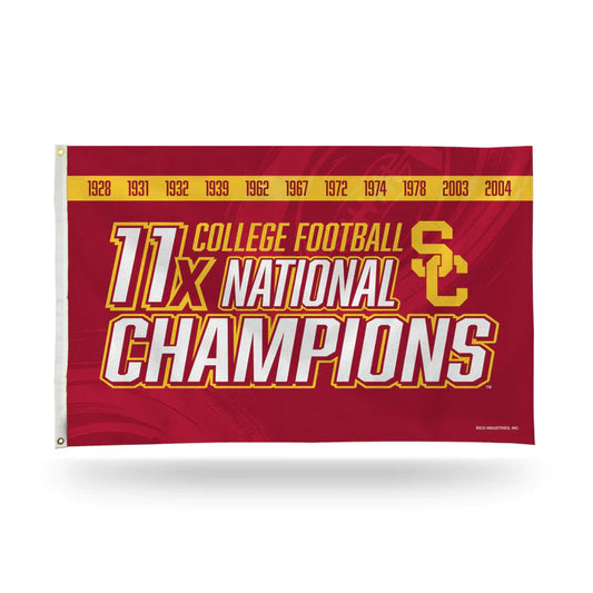 USC Trojans 11 Time College Football Champs Banner Flag by Rico Industries