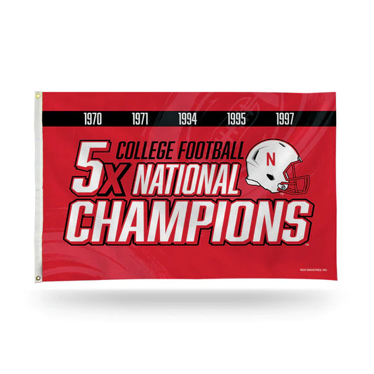 Nebraska Cornhuskers University 5 Time College Football Champs 3' x 5' Banner Flag by Rico Industries