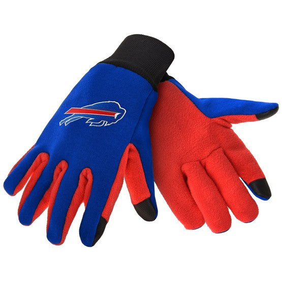 Buffalo Bills NFL Color Texting Gloves: One size fits most, team graphics, fleece lining, texting tips.