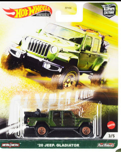 2020 Jeep Gladiator Rubicon Pickup Truck with Two Motorcycles Green Metallic and Gray "Hyper Haulers" Series Diecast Model Car by Hot Wheels