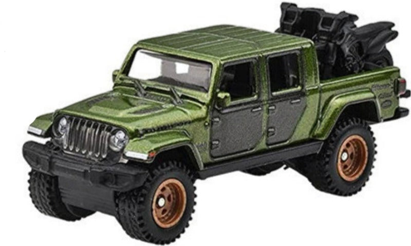 2020 Jeep Gladiator Rubicon Pickup Truck with Two Motorcycles Green Metallic and Gray "Hyper Haulers" Series Diecast Model Car by Hot Wheels