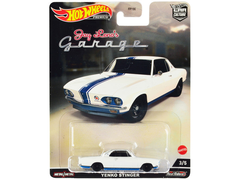 1966 Chevrolet Corvair Yenko Stinger White with Blue Stripes "Jay Leno’s Garage" Diecast Model Car by Hot Wheels