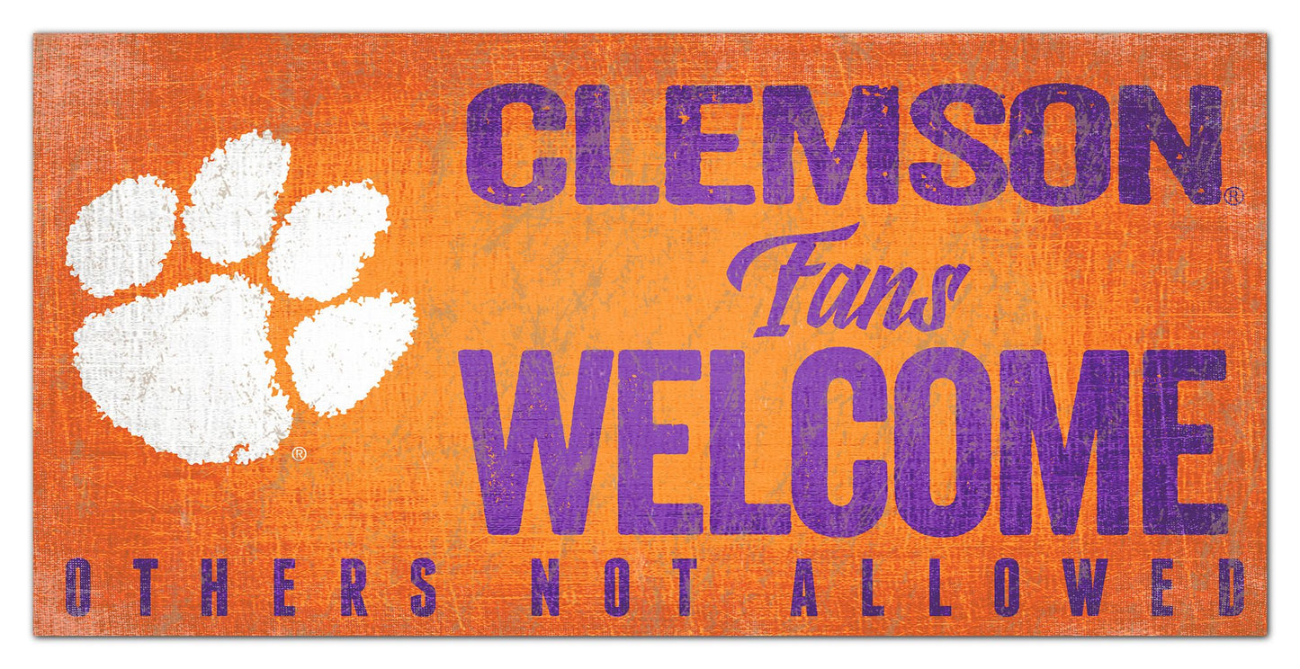 Clemson Tigers Fans Welcome 6" x 12" Sign by Fan Creations