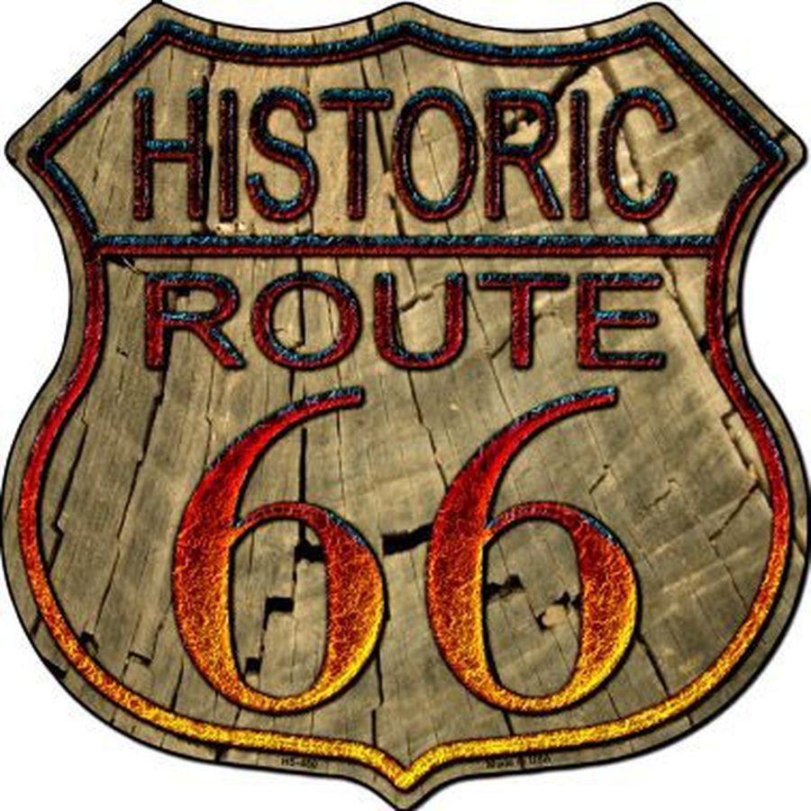 Historic Route 66 Wood -Design 11" Metal Novelty Highway Shield Sign HS-480