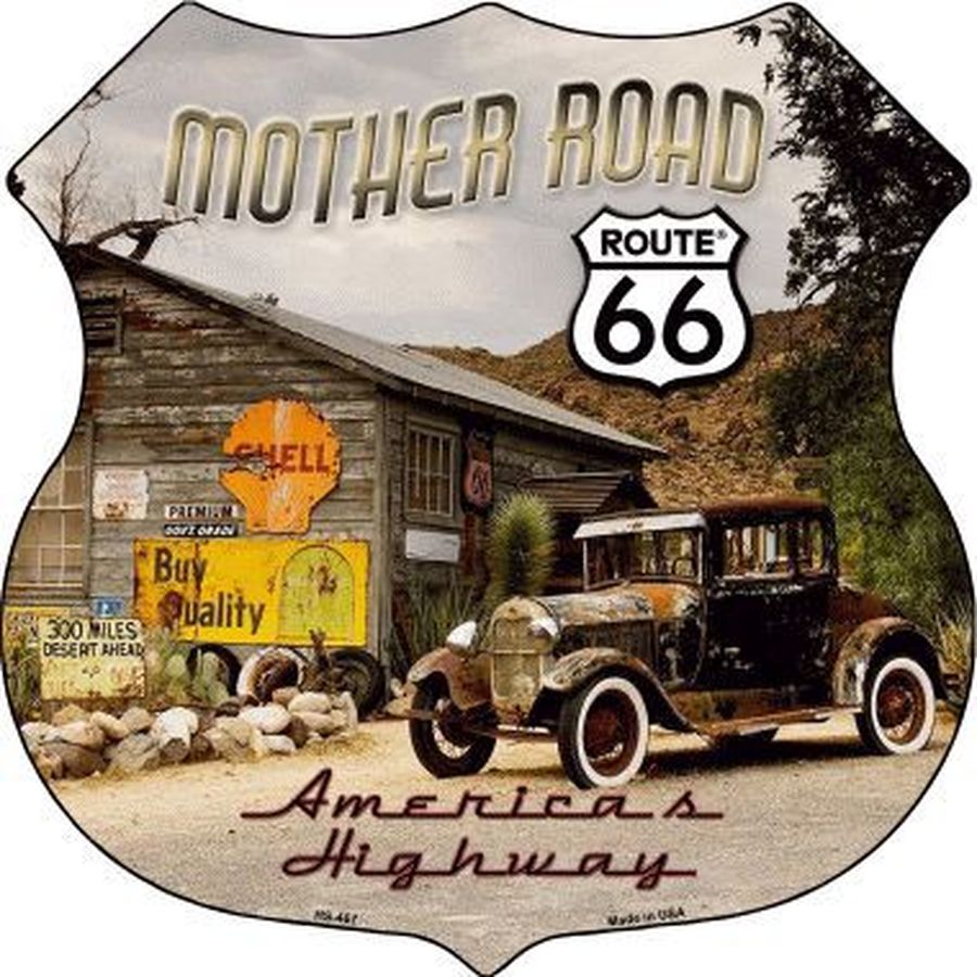 Route 66 Mother Road Highway Shield 11" Metal Sign HS-467