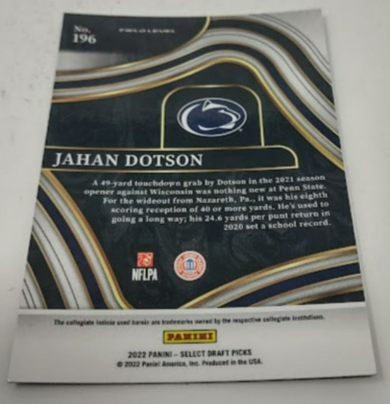 2022 Select Draft Picks #196 Jahan Dotson - Football Card