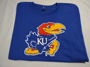Kansas Jayhawks {Brand New} Blue Short Sleeve T-shirt - Size L by Russell