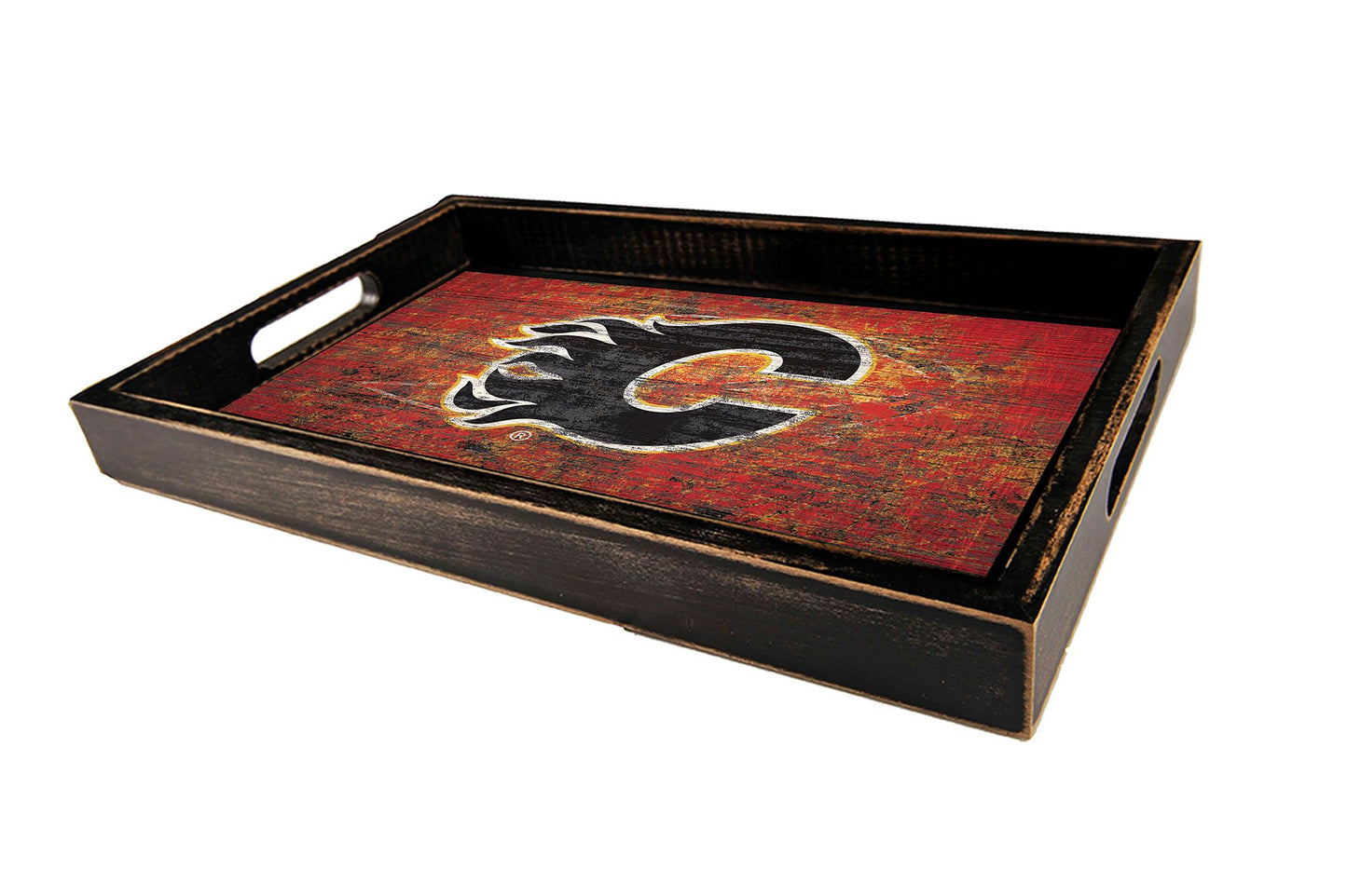 Calgary Flames Distressed Serving Tray with Team Color by Fan Creations