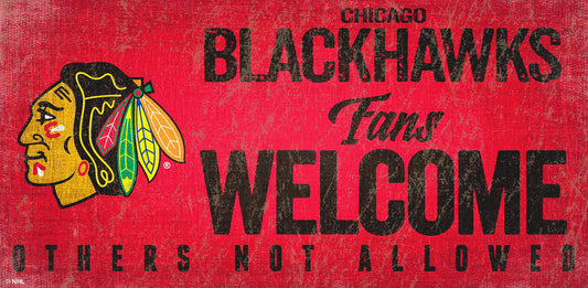 Chicago Blackhawks Fans Welcome 6" x 12" Sign by Fan Creations