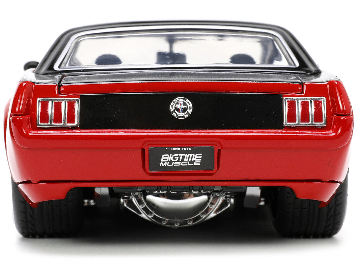 1965 Ford Mustang Custom Red and Black "Bigtime Muscle" Series 1/24 Diecast Model Car by Jada