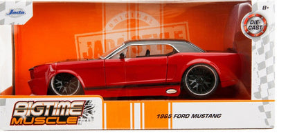 1965 Ford Mustang Custom Red and Black "Bigtime Muscle" Series 1/24 Diecast Model Car by Jada