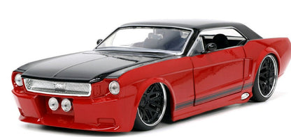 1965 Ford Mustang Custom Red and Black "Bigtime Muscle" Series 1/24 Diecast Model Car by Jada