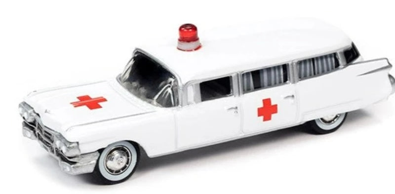 1959 Cadillac Ambulance White "Special Edition" Limited Edition to 3600 pieces Worldwide 1/64 Diecast Model Car by Johnny Lightning