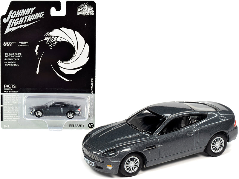 2002 Aston Martin V12 Vanquish Gray Metallic (James Bond 007) "Die Another Day" Movie "Pop Culture" Series 1/64 Diecast Model Car by Johnny Lightning