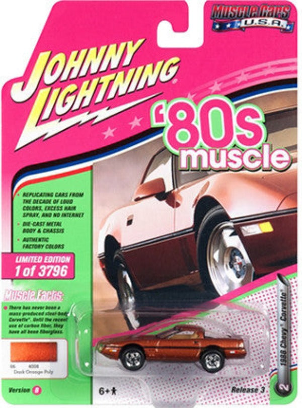 1988 Chevrolet Corvette Dark Bronze Metallic "80's Muscle" Limited Edition to 3796 pieces Worldwide 1/64 Diecast Model Car by Johnny Lightning
