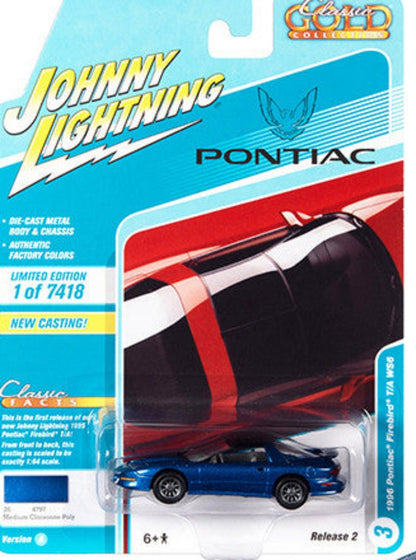 1996 Pontiac Firebird Trans Am T/A WS6 Medium Cloisonne Blue Metallic w/ Black Top "Classic Gold Collection" Ltd Ed - 7418 pcs 1/64 Diecast Model Car