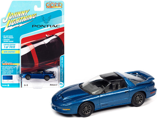 1996 Pontiac Firebird Trans Am T/A WS6 Medium Cloisonne Blue Metallic w/ Black Top "Classic Gold Collection" Ltd Ed - 7418 pcs 1/64 Diecast Model Car