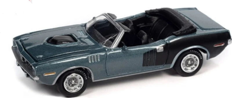 1971 Plymouth Barracuda Convertible Gray Metallic w/ Black Limited Edition - 7418 pcs. "Muscle Cars USA" Series 1/64 Diecast Car - Johnny Lightning