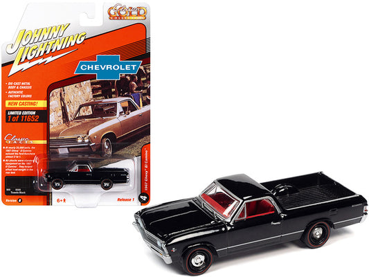 1967 Chevrolet El Camino Tuxedo Black with Red Interior "Classic Gold Collection" Series Limited Edition to 11652 pieces Worldwide 1/64 Diecast Car