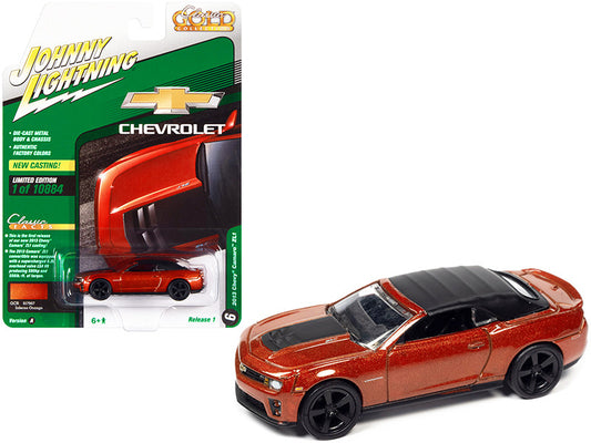 2013 Chevrolet Camaro ZL1 Conv. Inferno Orange w/ Blk Top "Classic Gold Collection" Series Ltd Ed - 10884 pcs. 1/64 Diecast Car - Johnny Lightning