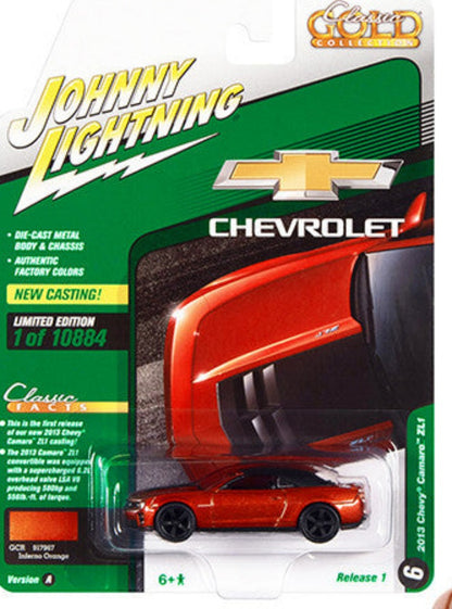 2013 Chevrolet Camaro ZL1 Conv. Inferno Orange w/ Blk Top "Classic Gold Collection" Series Ltd Ed - 10884 pcs. 1/64 Diecast Car - Johnny Lightning