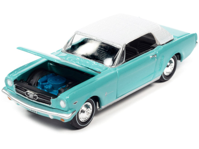 1965 Ford Mustang Light Blue w/ White Top James Bond 007 "Thunderball" (1965) Movie "Pop Culture" 2022 Release 3 1/64 Diecast Car - Johnny Lightning