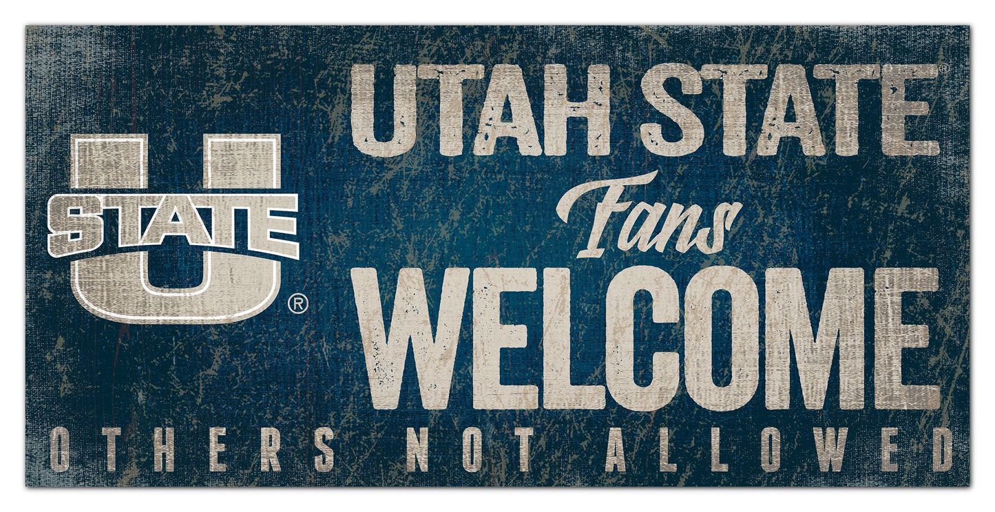 Utah State Aggies Fans Welcome 6" x 12" Sign by Fan Creations