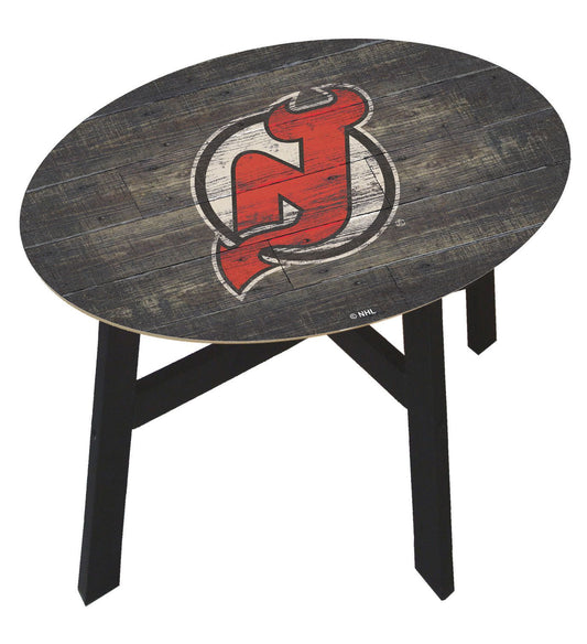 New Jersey Devils Distressed Wood Side Table by Fan Creations
