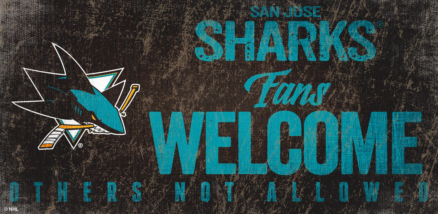 San Jose Sharks Fans Welcome 6" x 12" Sign by Fan Creations