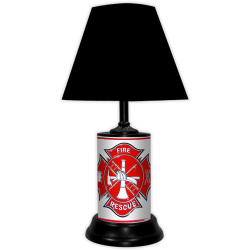 Firemen Fire and Rescue Table Lamp with black base and black shade