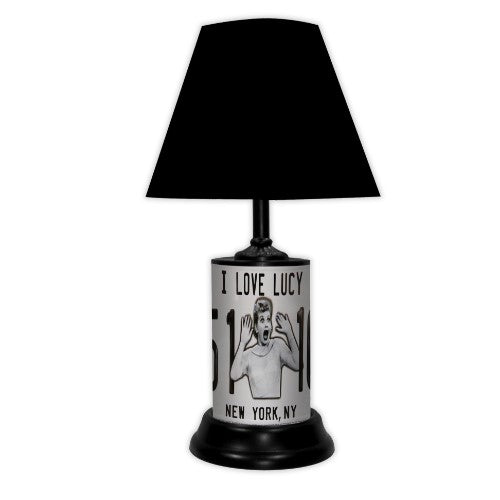 I Love Lucy Black and White Table Lamp with black base and black shade.