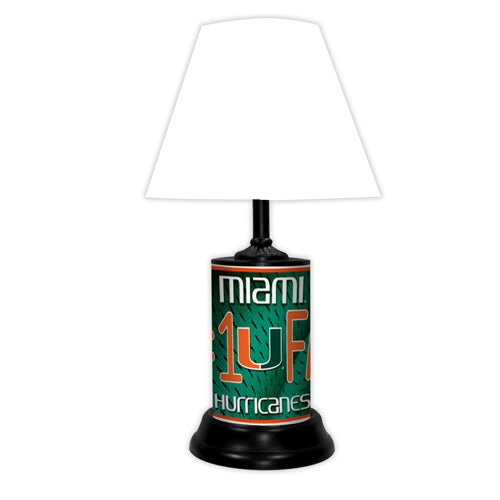 Miami Hurricanes #1 Fan Lamp: Vibrant team colors, bold logo. Ideal for displaying fan dedication in a stylish way.