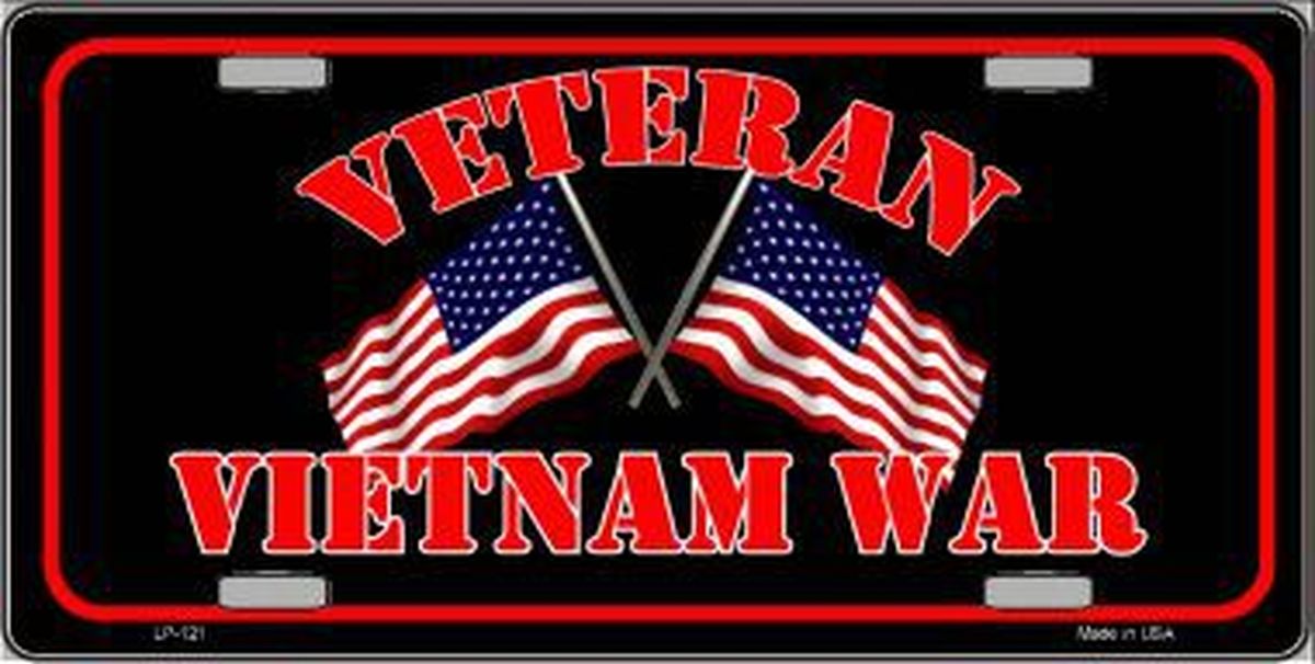 Vietnam War Veteran 6" x 12" Metal License Plate Tag LP-121