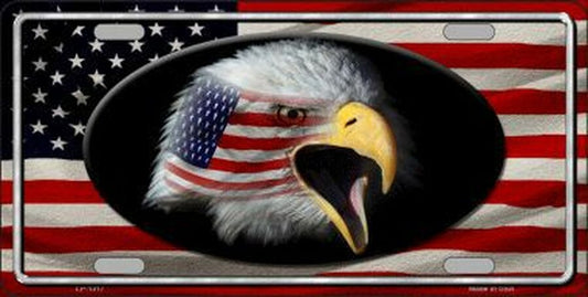 American Flag Eagle 6" x 12" Novelty Metal License Plate Tag LP-1317