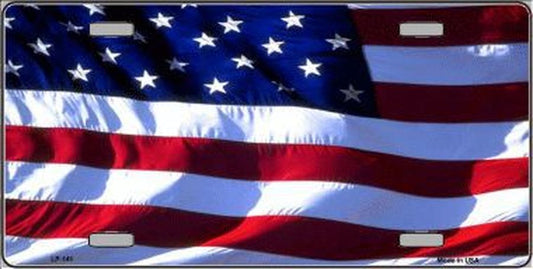 American Flag 6" x 12" Automotive Metal License Plate Tag LP-141