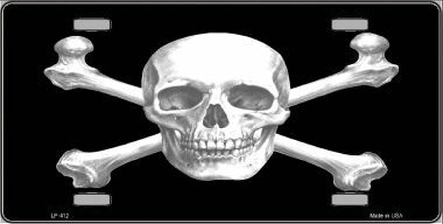 Skull And Cross Bones 6" x 12" Metal Novelty License Plate Tag LP-412