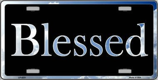 Blessed Blue Sky Cloud 6" x 12" Metal License Plate Tag LP-4231