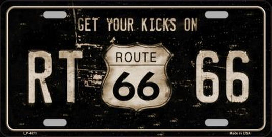 Route 66 Get Your Kicks 6" x 12" Metal License Plate LP-4671