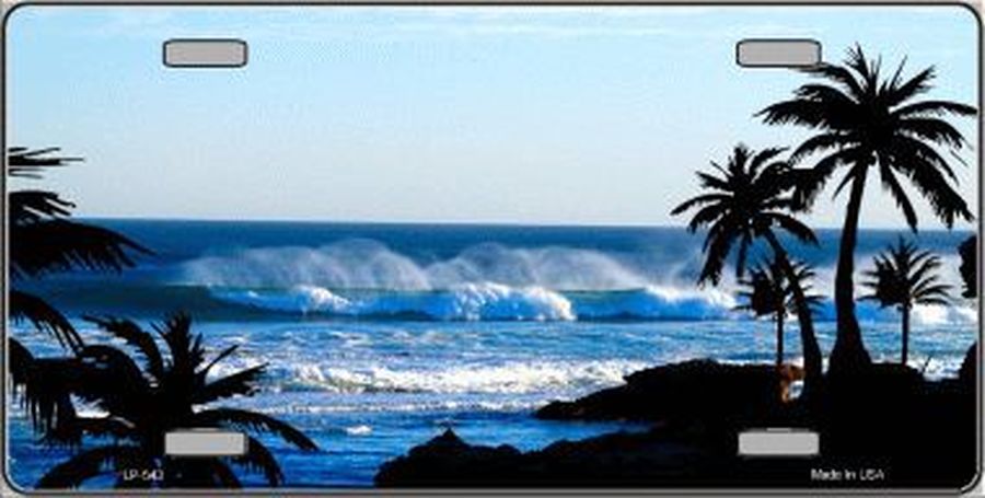 Ocean Wave 6" x 12" Metal License Plate Tag LP-543