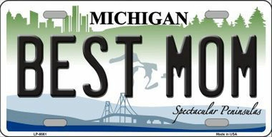 Best Mom Michigan 6" x 12" Metal Novelty License Plate Tag LP-6661