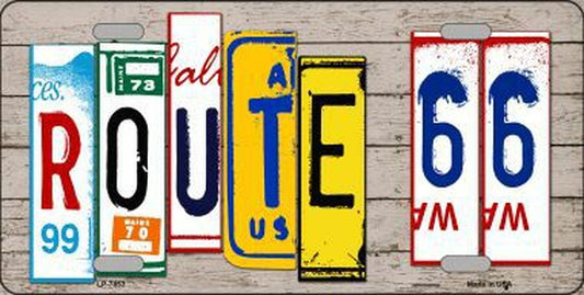 Route 66 Cut Letter 6" x 12" Metal Novelty License Plate Tag LP-7853