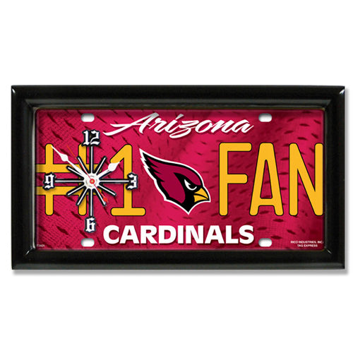 Arizona Cardinals rectangular wall clock features team colors and logo with the wording #1 FAN