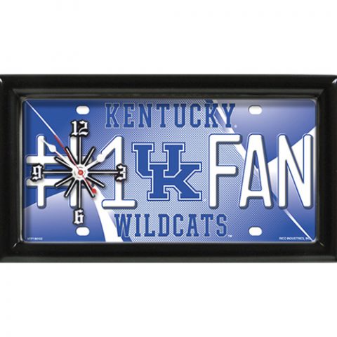 Kentucky Wildcats rectangular wall clock features team colors and logo with the wording #1 FAN
