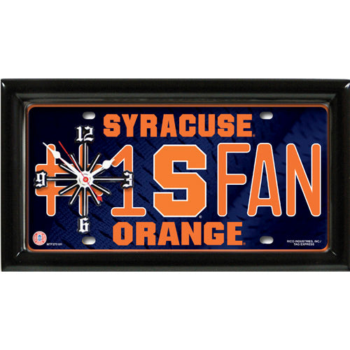 Syracuse Orange rectangular wall clock features team colors and logo with the wording #1 FAN