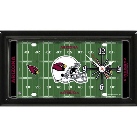 Arizona Cardinals NFL Clock - Field Design: 7" x 13" x 1". Team graphics, satin frame. Quartz movement. Batteries not incl. Officially Licensed.