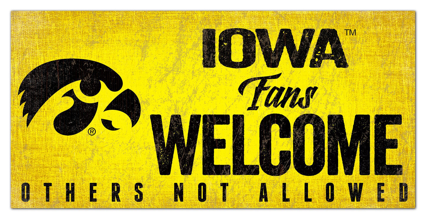 Iowa Hawkeyes Fans Welcome 6" x 12" Sign by Fan Creations