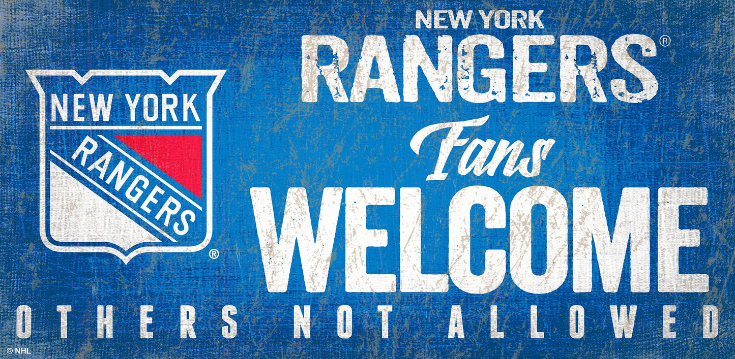 New York Rangers Fans Welcome 6" x 12" Sign by Fan Creations
