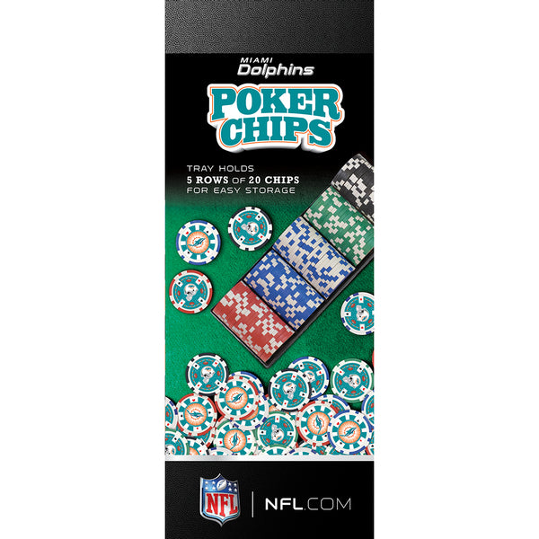 Miami Dolphins Poker Chips 100 Piece Set by Masterpieces