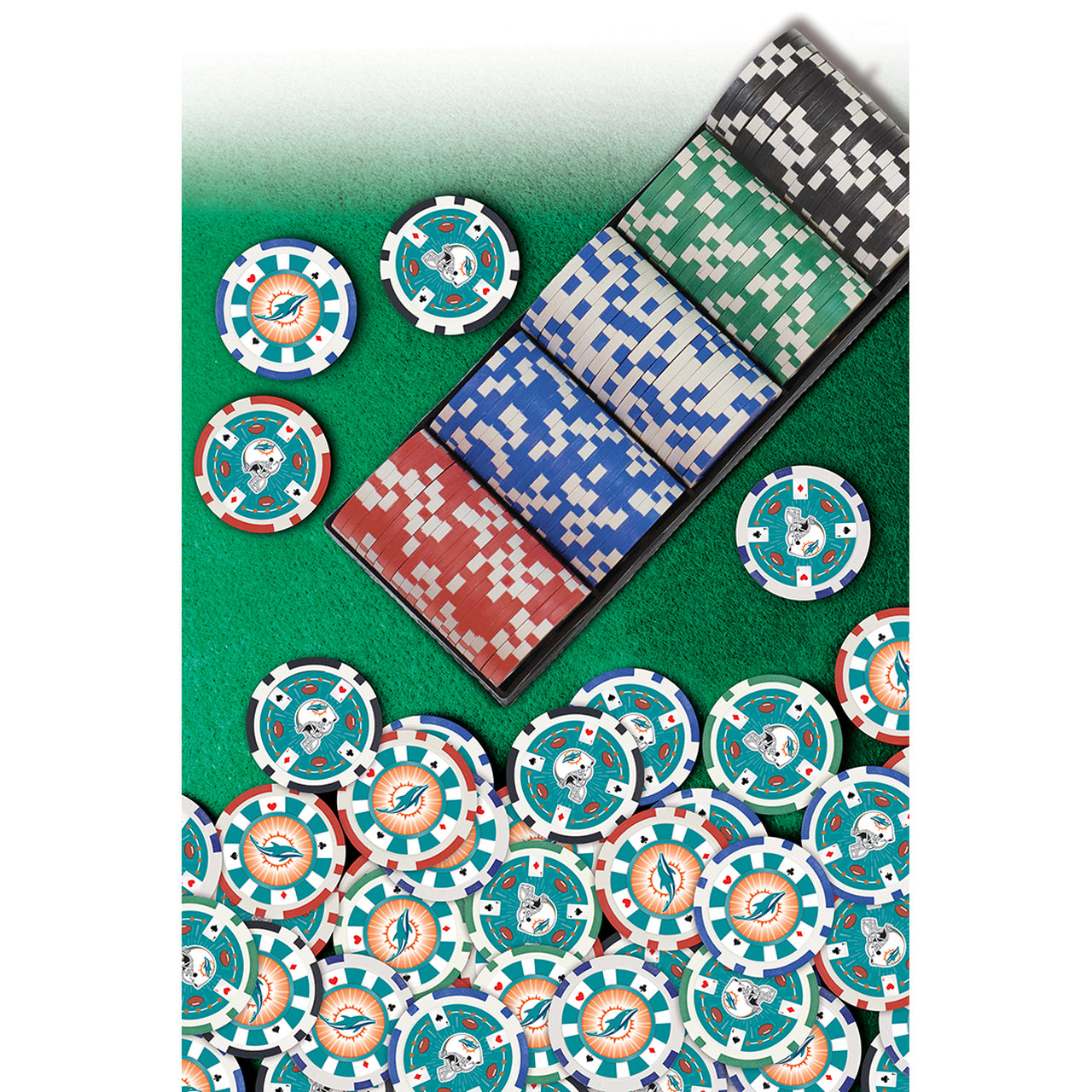Miami Dolphins Poker Chips 100 Piece Set by Masterpieces