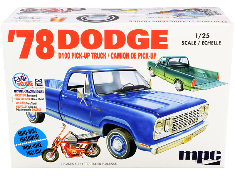 1978 Dodge D100 Pickup Truck with Mini Bike 1/25 Scale Model Kit Skill Level 2 by MPC